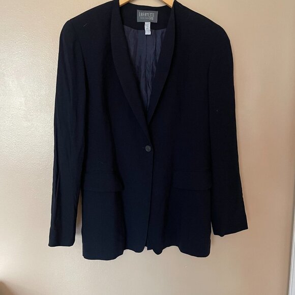 Lafayette 148 Classic Fit Blazer Jacket Single Button Long Sleeve Size M Blue - Picture 2 of 4